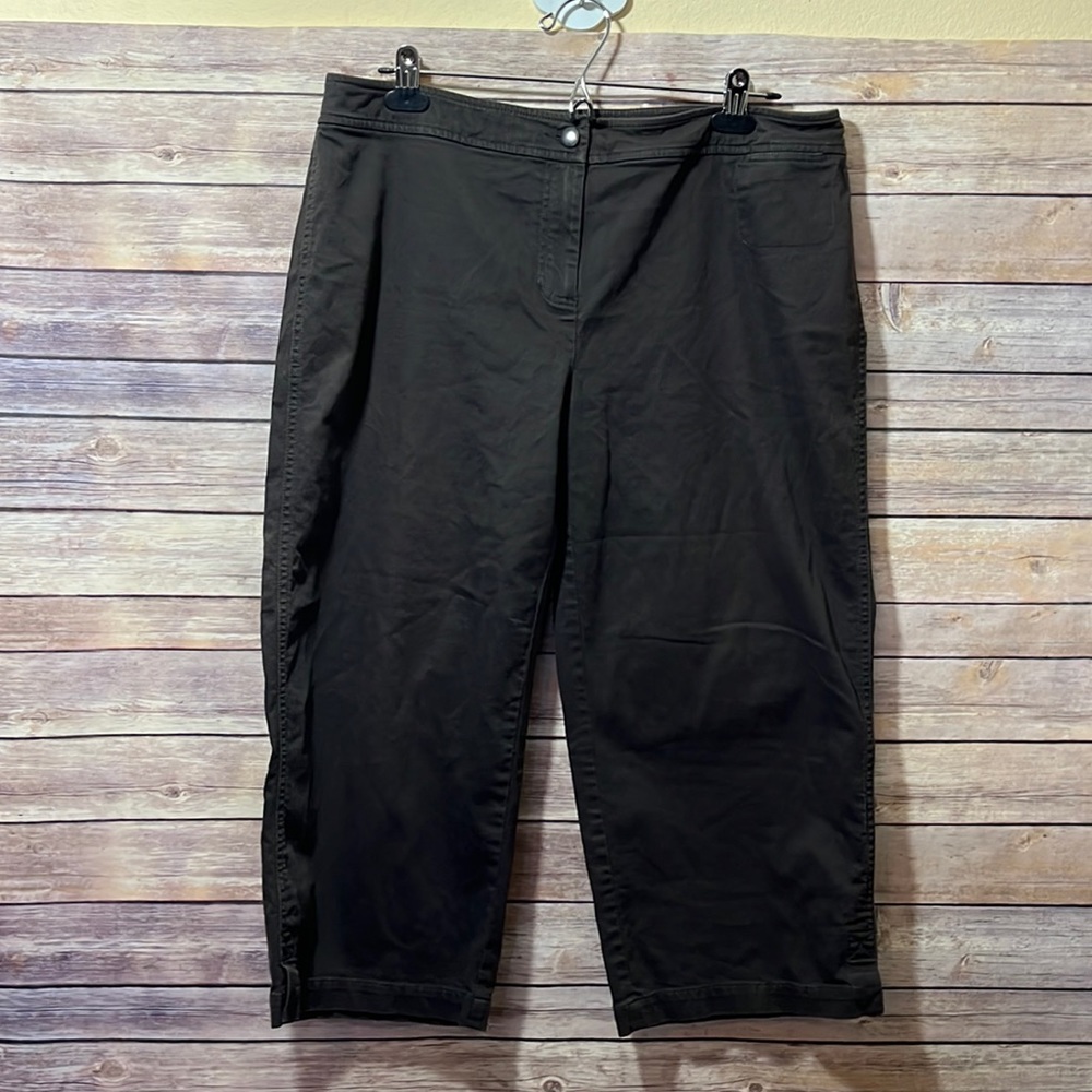 Eileen Fisher Brown Wide Leg Capri Crop Pants Size Petite Large B9